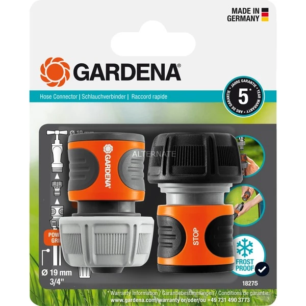 GARDENA Kit De Raccords De Tuyau 19 Mm (3/4″), Raccord De Tuyau 1